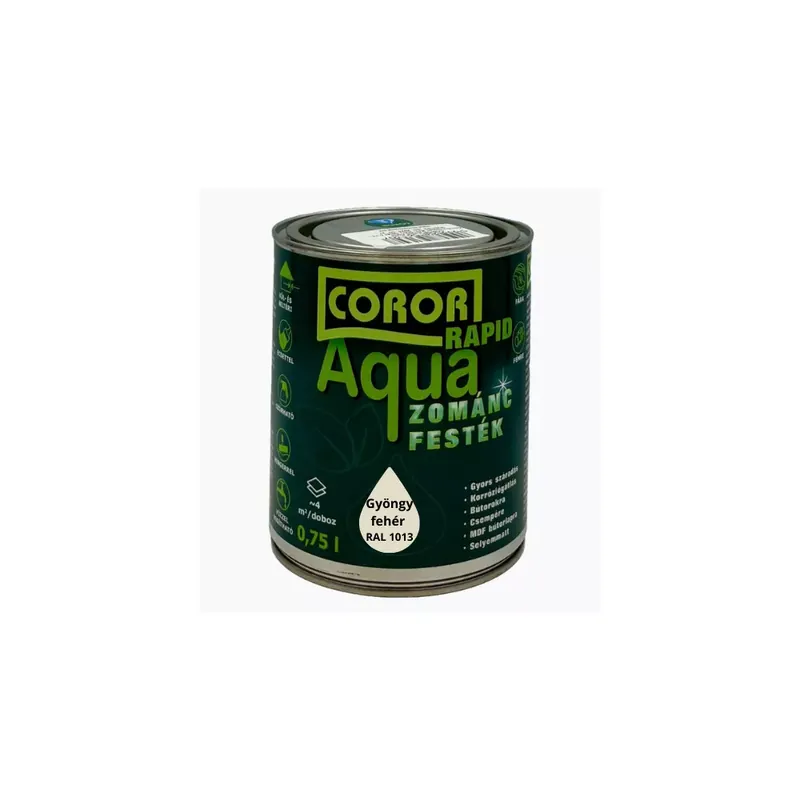 Árcsökkenés Coror Rapid Aqua VÍZBÁZISÚ Zománcfesték Gyöngyfehér RAL 1013 0,75l