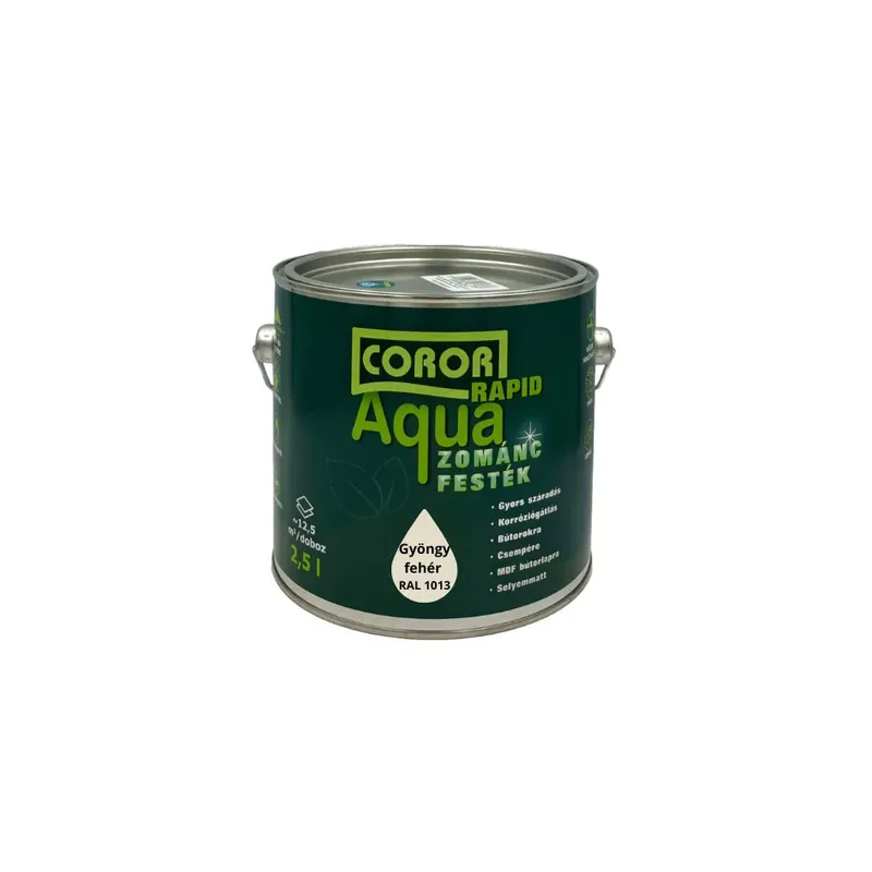 Coror Rapid Aqua VÍZBÁZISÚ Zománcfesték Gyöngyfehér RAL 1013 2,5l Legkelendőbb