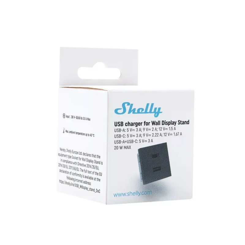 Shelly USB-A + USB-C töltő, kiegészítő modul az asztali tartóhoz, fekete Kedvezményes ár