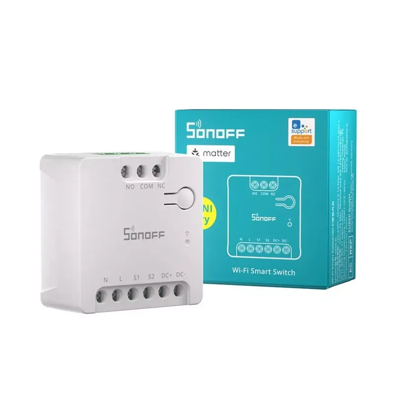 Sonoff MINI-D Wi-Fi + eWeLink-Remote, Matter kompatibilis, okos mini relémodul, feszültségmentes kimenettel Azonnali szállítás