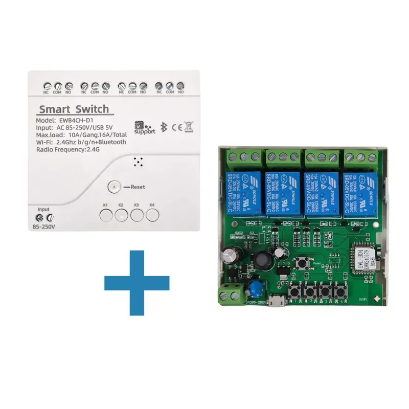 SmartWise 85V-250V AC négy áramkörös, Wi-Fi+Bluetooth NO/NC okosrelé Legkelendőbb