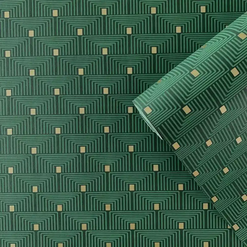 Geometriai mintás zöld színárnyalatú vlies tapéta Boutique/Galerie F-PL3008 Expressz szállítás