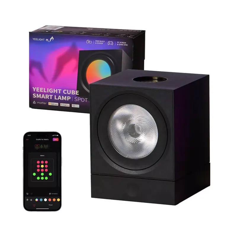 Különleges ajánlat YEELIGHT Cube Smart Lamp - SPOT Base - RGB LED asztali gamer lámpa / dekorációs lámpa - Alapmodul (YLFWD-0008)