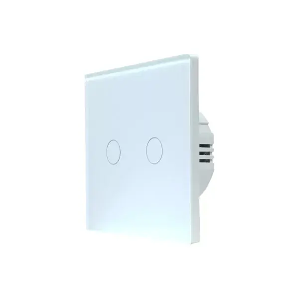 SmartWise T62 UNI Zigbee 3.0 + RF, univerzális bekötésű, 2 áramkörös okos érintőkapcsoló, fehér üveg előlappal Korlátozott ajánlat