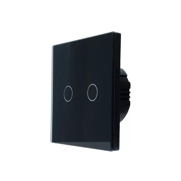 SmartWise T62 UNI Zigbee 3.0 + RF, univerzális bekötésű, 2 áramkörös okos érintőkapcsoló, fekete üveg előlappal Biztonságos fizetés