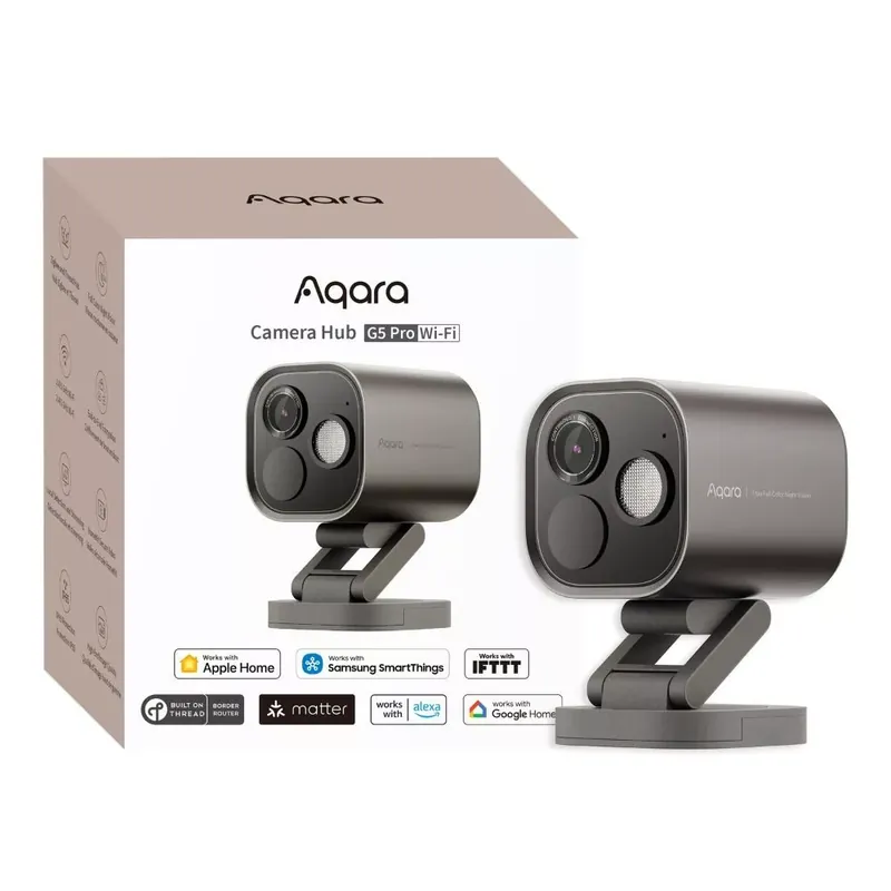 Árengedmény Aqara G5 Camera Hub Pro, kültéri HomeKit SecureVideo kamera, beépített Zigbee és Thread átjáróval, Wi-Fi verzió, szürke