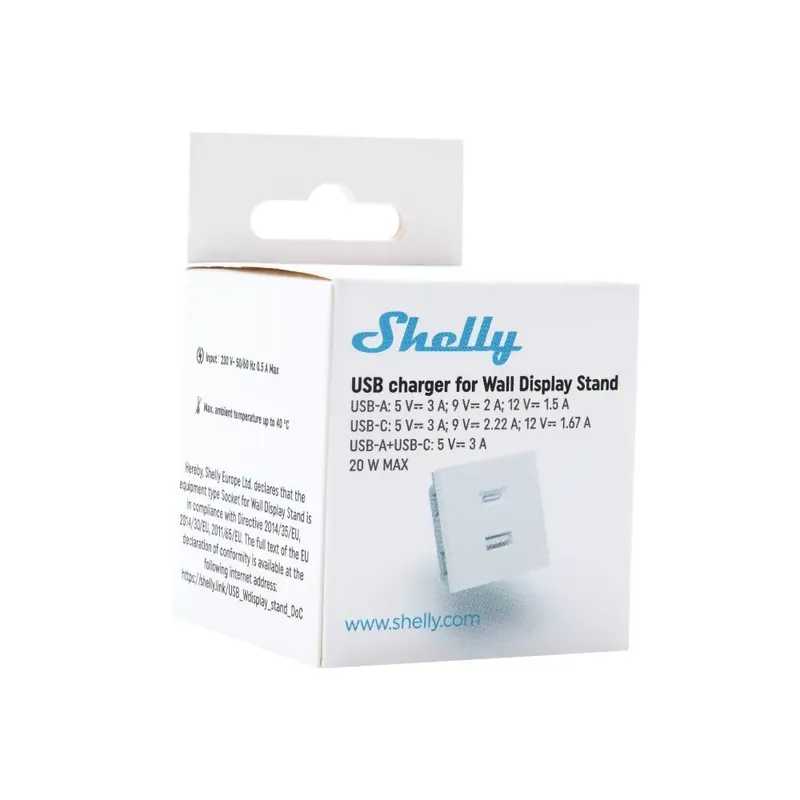 Shelly USB-A + USB-C töltő, kiegészítő modul az asztali tartóhoz, fehér Újdonság
