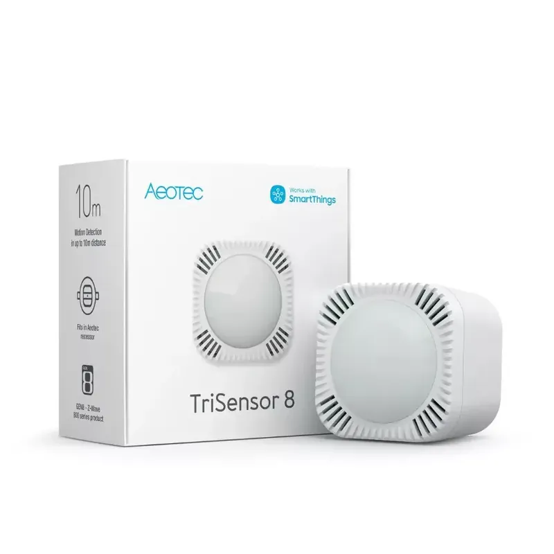Legjobb ár Aeotec TriSensor 8 - 3 az 1-ben érzékelő (hőmérő + mozgás és fényintenzitás), Z-Wave 800 sorozat (ZWA045-C)