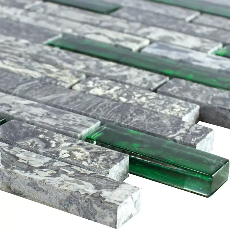 Rendeld meg most Üvegmozaik Természetes Kőlapok Manavgat Szürke Zöld Brick
