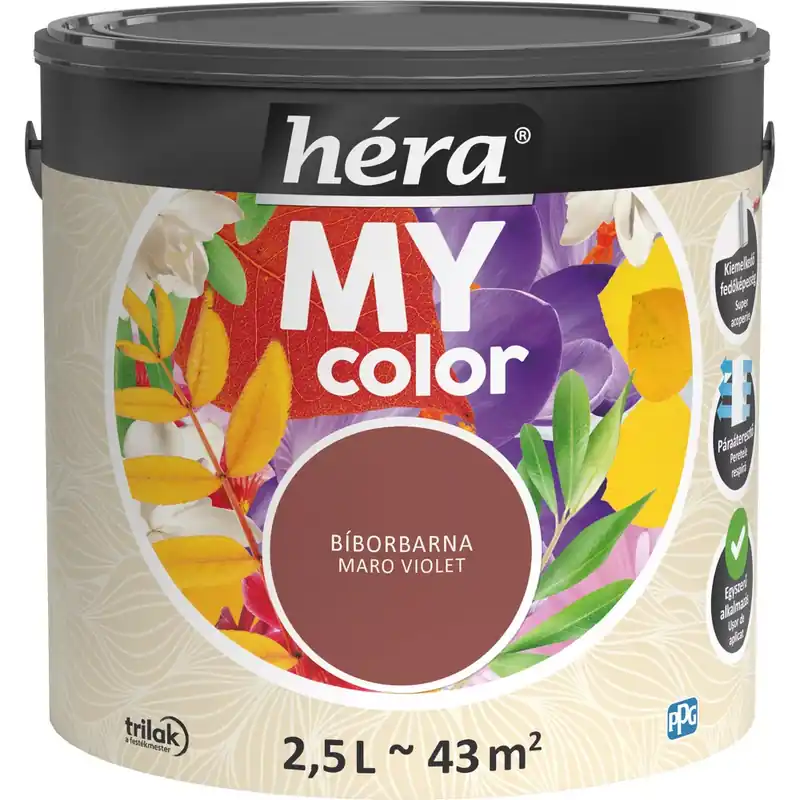 Héra My Color matt beltéri falfesték bíborbarna színű 2,5l Olcsóbb