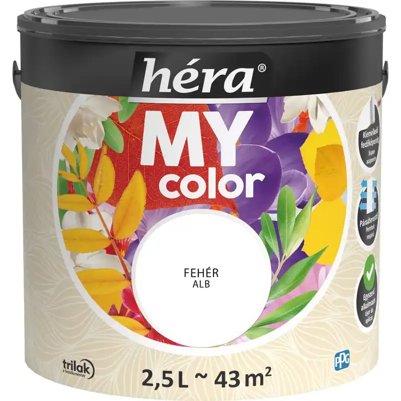 Héra My Color matt beltéri falfesték fehér színű 2,5l Vedd meg most