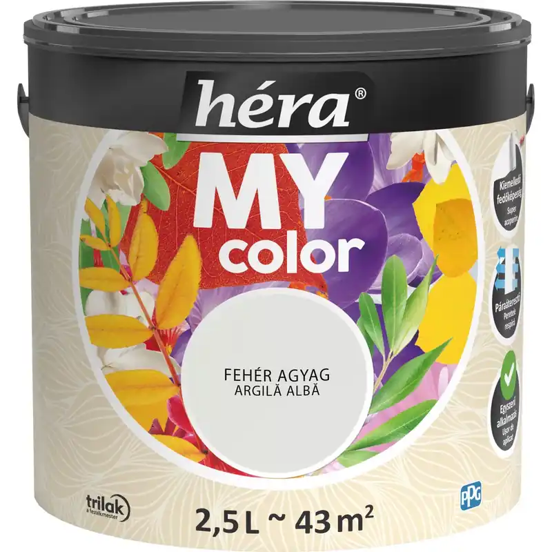 Expressz kézbesítés Héra My Color matt beltéri falfesték fehér agyag színű 2,5l