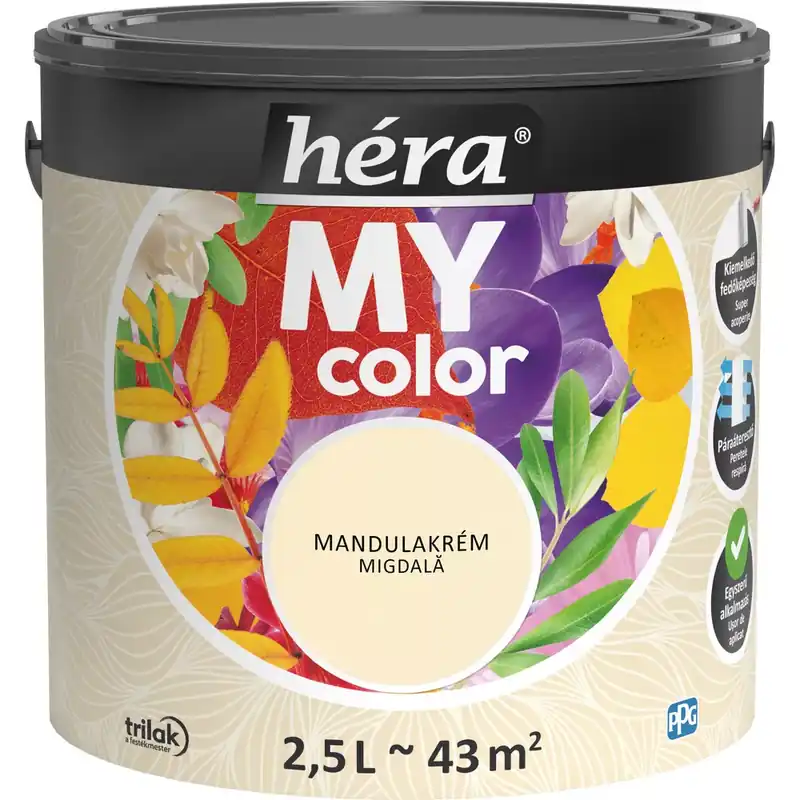 Azonnal elérhető Héra My Color matt beltéri falfesték mandulakrém színű 2,5l
