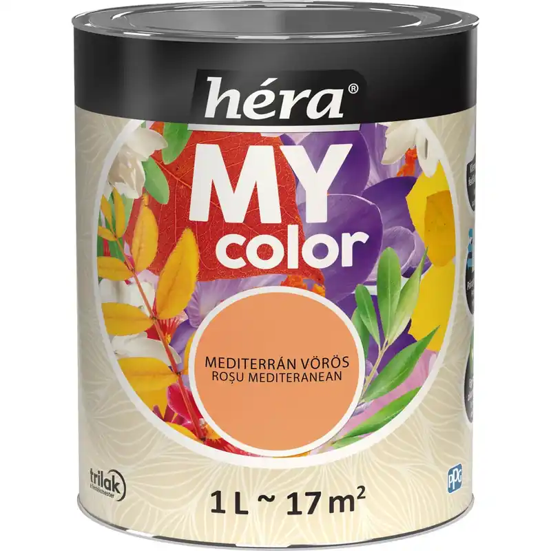 Akció Héra My Color matt beltéri falfesték mediterrán vörös színű 1l