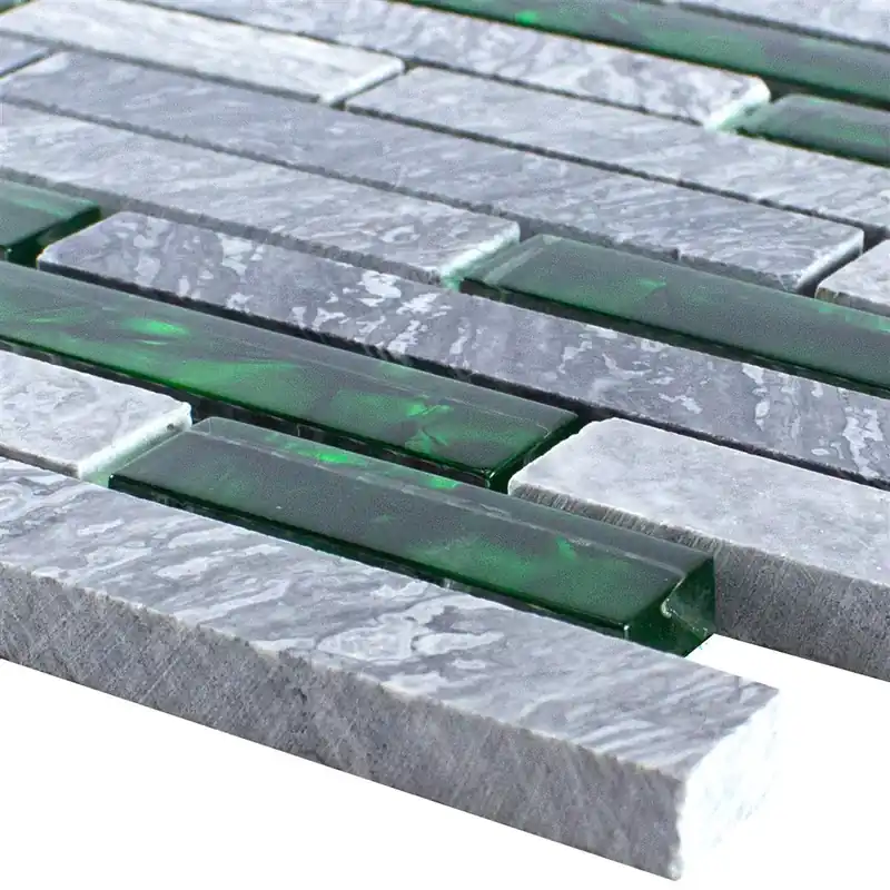 Vásárlói kedvenc Üveg Természetes Kő Mozaik Csempék Sinop Szürke Zöld Brick