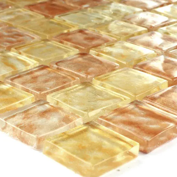 Üvegmozaik 25x25x6mm Borostyán Bézs Mix Vásárlói kedvenc