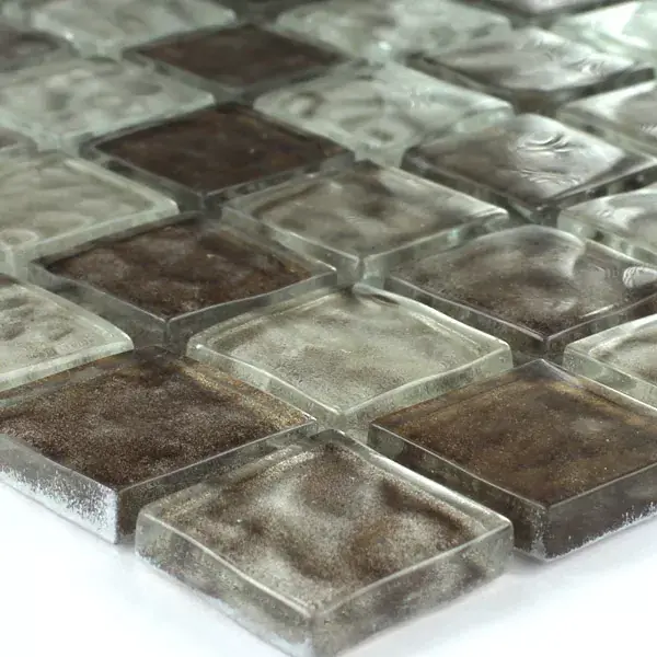 Olcsó Üvegmozaik Borostyán Barna Mix 25x25x6mm