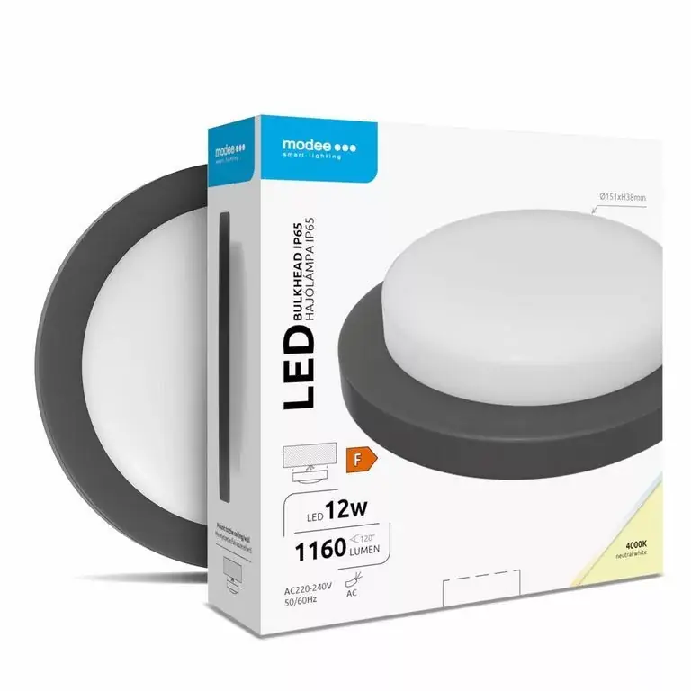 Exkluzív ajánlat Modee LED Bulkhead Kerek 12W 4000K (D151x38mm) IP65 (1160 lumen) fekete ERP