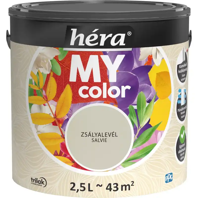 Nézd meg most Héra My Color matt beltéri falfesték zsályalevél színű 2,5l