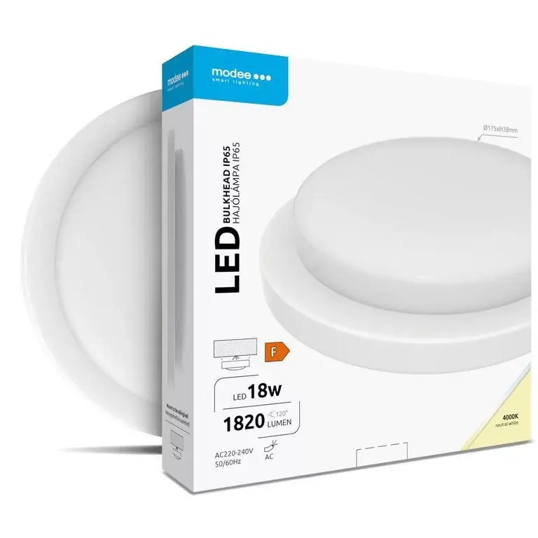Modee LED Bulkhead Kerek 18W 4000K (D195x35mm) IP65 (1820 lumen) fehér ERP Újdonság