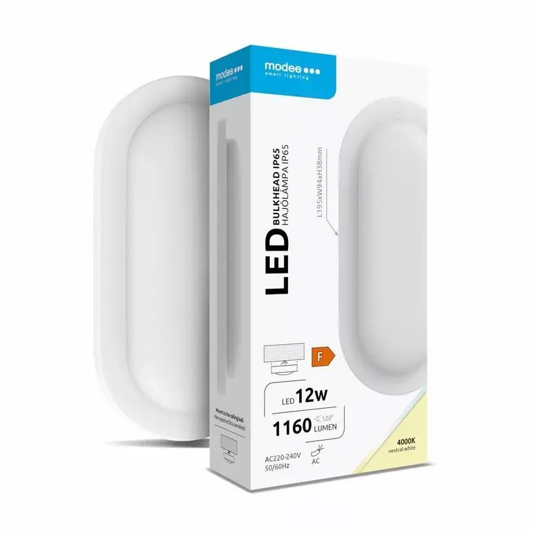Modee LED Bulkhead Ovál 12W 4000K (195x94x38mm) IP65 (1160 lumen) fehér ERP Biztonságos fizetés