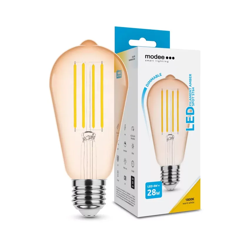 Kihagyhatatlan ajánlat Modee LED Filament Amber ST64 4W E27 320° 1800K (360 lumen) dimm.
