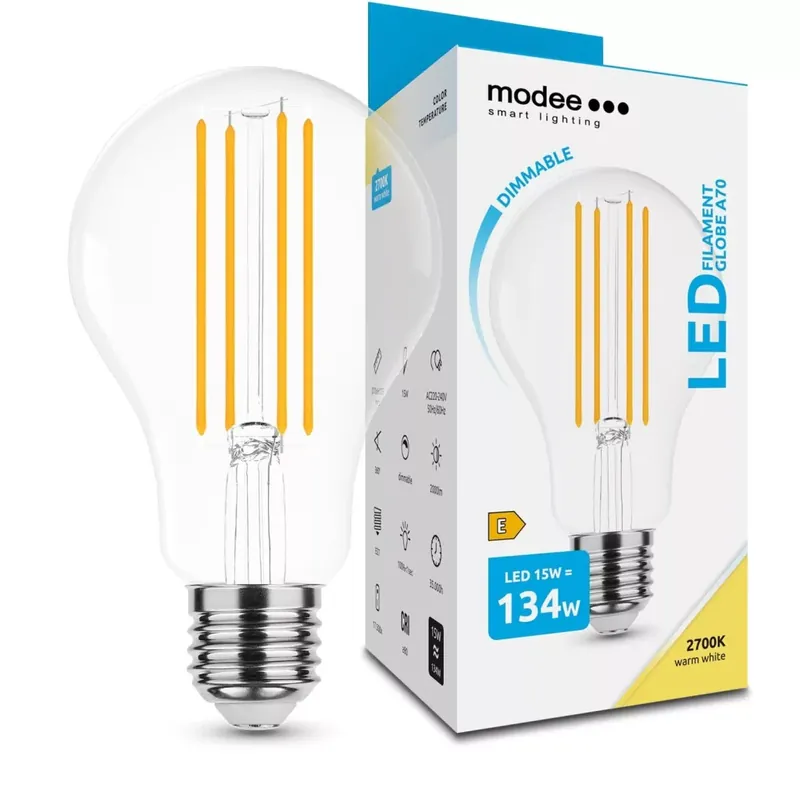 Kedvezmény Modee LED Izzó Filament A70 15W E27 360° 2700K (2000 lumen) dimm. ERP