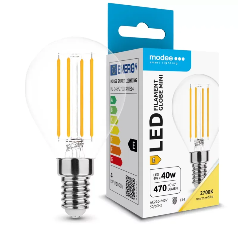 Modee LED Izzó Filament G.Mini G45 4W E14 360° 2700K (470 lumen) ERP Alacsony ár