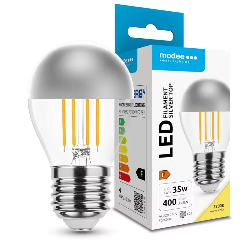 Modee LED Izzó Filament G.Mini P45 Silver Top 4W E27 320° 2700K (400 lumen) Ne maradj le