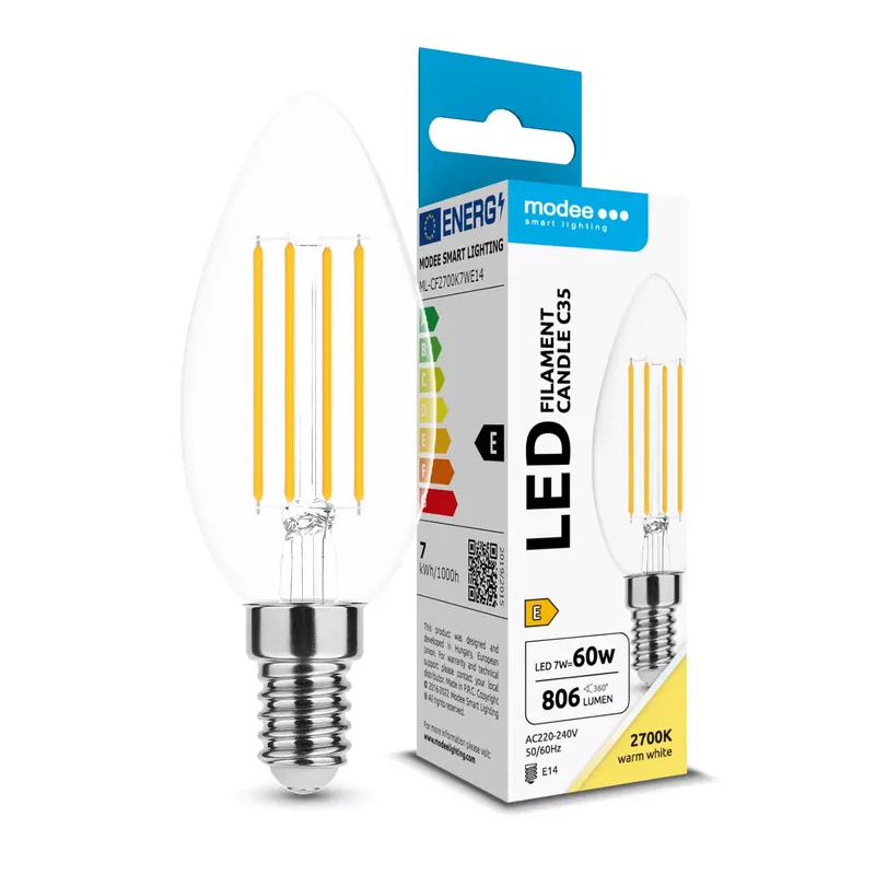Alacsony ár Modee LED Izzó Filament Gyertya C35 7W E14 360° 2700K (806 lumen) ERP