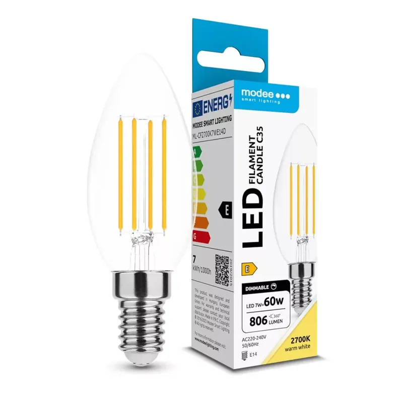 Modee LED Izzó Filament Gyertya C35 7W E14 360° 2700K (806 lumen) dimm. ERP Akciós ár