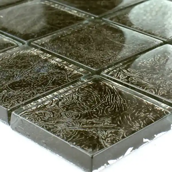 Árengedmény Üvegmozaik 48x48x8mm Fekete Arany Fém