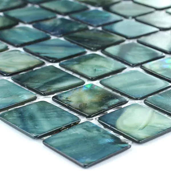 Mozaik Csempe Üveg Gyöngyház Hatású 25x25x2mm Zöld Olcsóbb