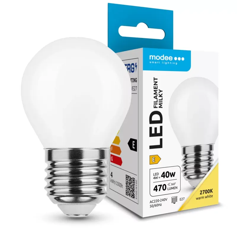 Szuper ajánlat Modee LED Izzó Filament Milky G.Mini G45 4W E27 360° 2700K (470 lumen) ERP