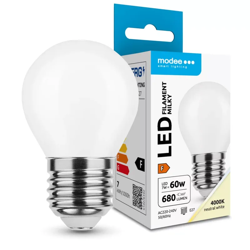 Modee LED Izzó Filament Milky G.Mini P45 7W E27 360° 4000K (680 lumen) ERP Kedvezmény