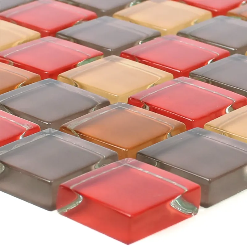 Újdonság Üvegmozaik Csempék 23x23x8mm Piros Mix