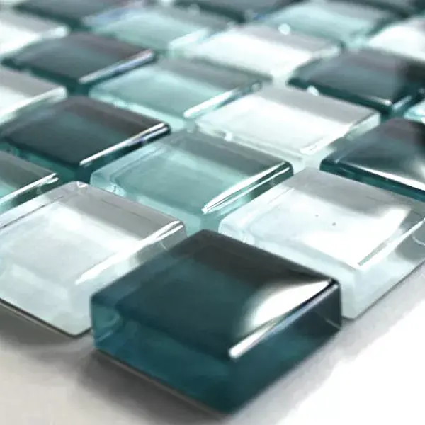 Biztonságos fizetés Üvegmozaik Csempék 23x23x8mm Zöld Mix
