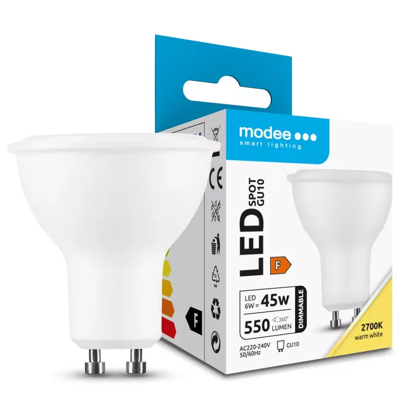 Modee LED Izzó Spot Alu-Plastic 6W GU10 110° 2700K (550 lumen) dimm. ERP Olcsó