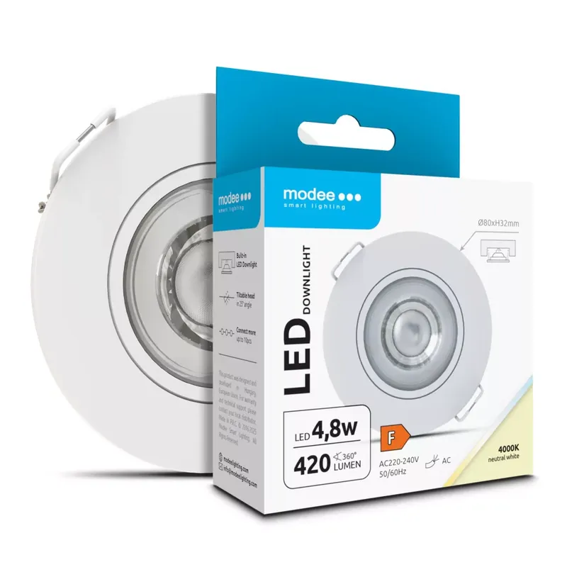 Modee LED Mélysugárzó Kerek 4,8W 4000K IP20 D80xH32mm ROT (420 lumen) fehér ERP Vedd meg online