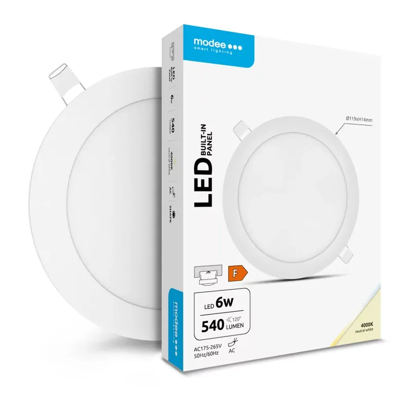 Azonnali szállítás Modee LED Panel Kerek - Beépíthető A2-series 6W 4000K (540 lumen) ERP