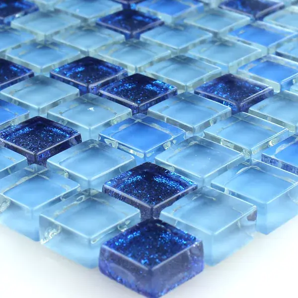 Azonnal elérhető Üvegmozaik Csempék Kék Csillám 15x15x8mm