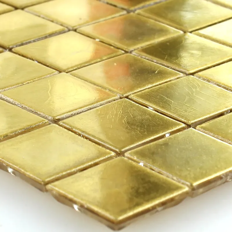 Prémium Mozaik Csempe Trend-Vi Üveg Aranylemez 24 Karát 1x1cm