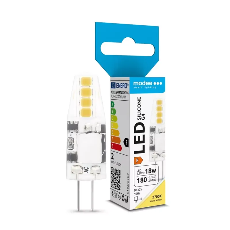 Újdonság Modee Lighting LED Izzó G4 Silicon DC 12V 1,8W 2700K (180 lumen) ERP