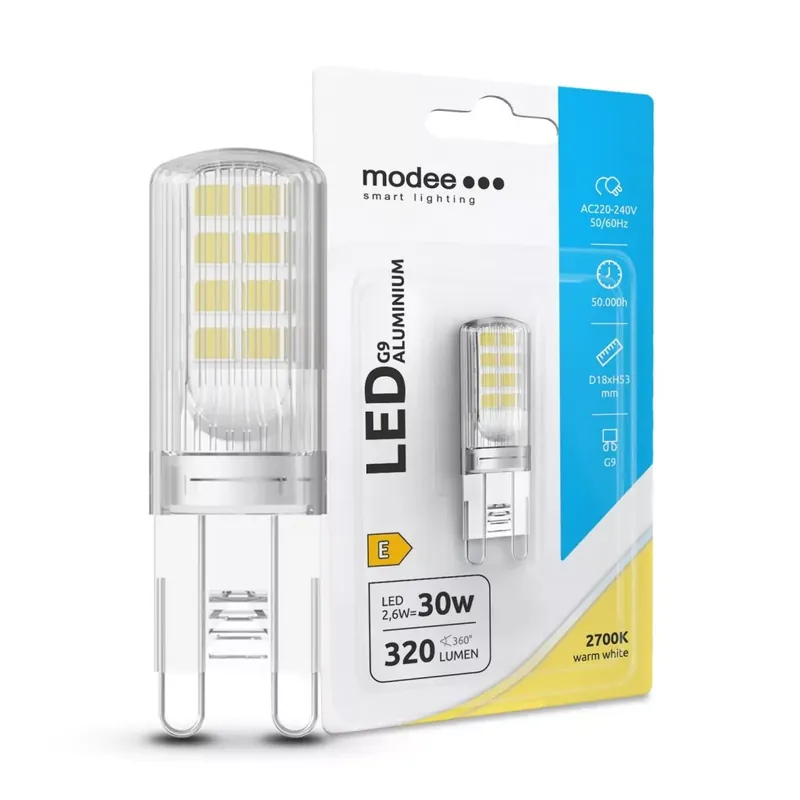 Legnépszerűbb Modee Lighting LED Izzó G9 Alumínium 2,6W 2700K (320 lumen) ERP B1