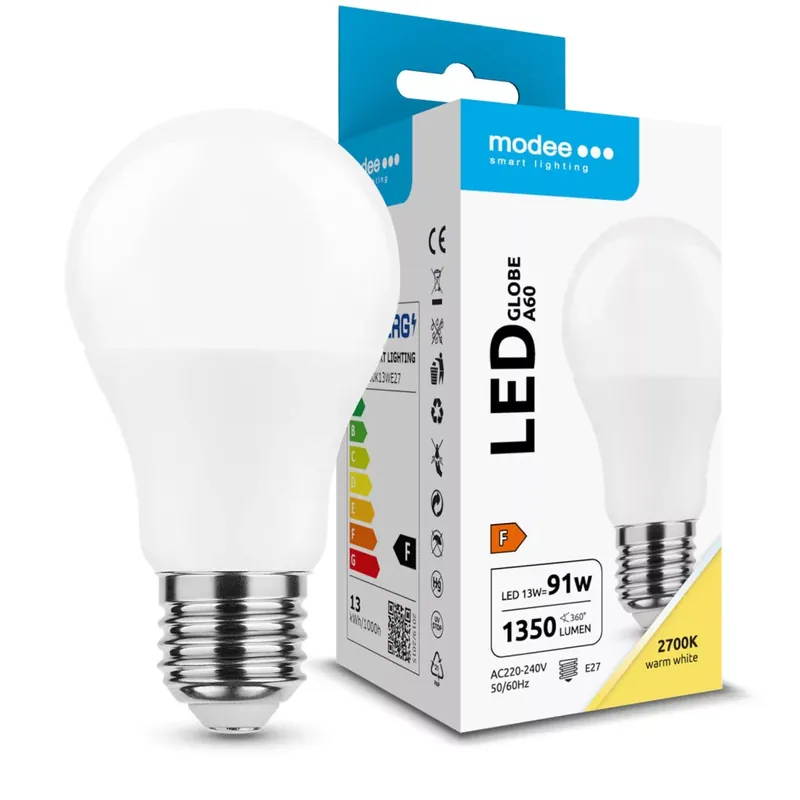 Gyors kiszállítás Modee Lighting LED Izzó Globe A60 13W E27 200° 2700K (1350 lumen) ERP