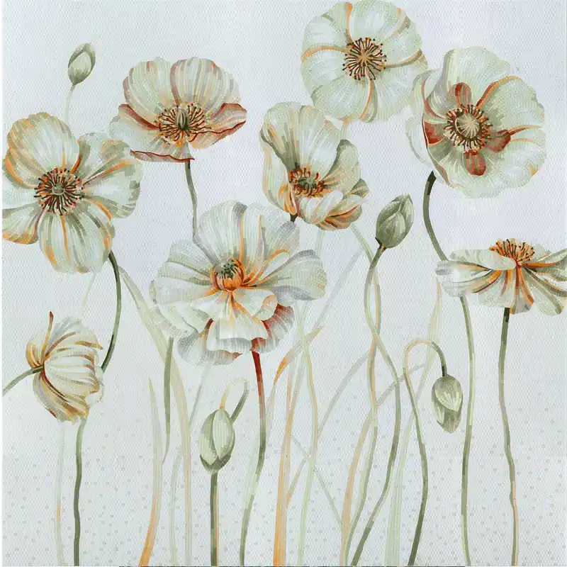 Üvegmozaik Kép White Poppy 310x300cm Árcsökkenés
