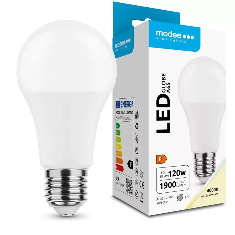 Gyors szállítás Modee Lighting LED Izzó Globe A65 18,5W E27 200° 4000K (1900 lumen) ERP