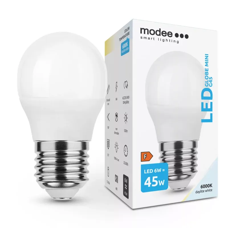 Modee Lighting LED Izzó Globe Mini G45 6W E27 180° 6000K (550 lumen) ERP Árcsökkenés