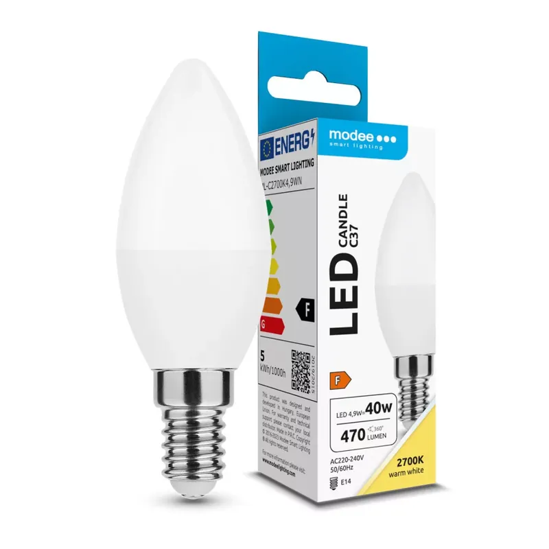 Nézd meg most Modee Lighting LED Izzó Gyertya (Candle) 4,9W E14 200° 2700K (470 lumen) ERP