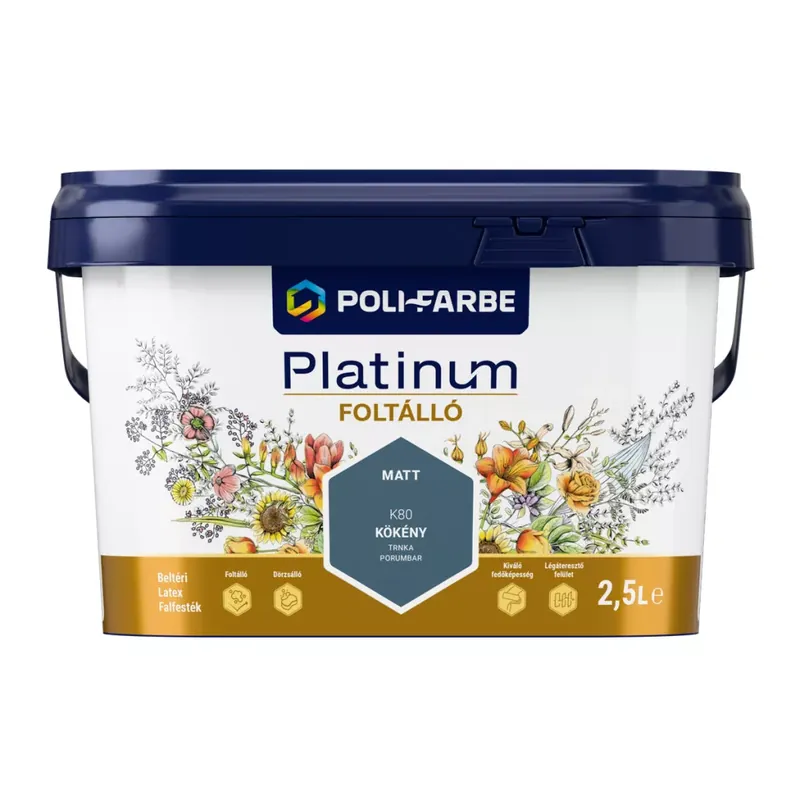 Poli-Farbe Platinum Foltálló Kökény K80 2,5l beltéri latex falfesték Gyors szállítás